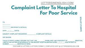complaint letter to hospital for poor