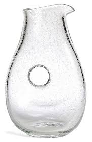 Tag Open Handle Bubble Glass Pitcher