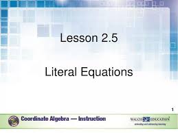 Ppt Lesson 2 5 Literal Equations