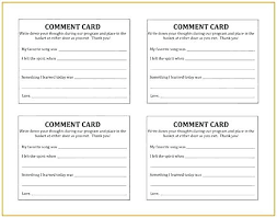 Comment Card Template How About Using This Form On A 3 X 5 Card