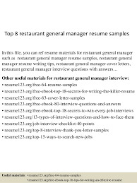 Top 8 Restaurant General Manager Resume Samples