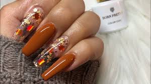 This design featuring some fall foliage Fall Nails Acrylic Nails Tutorial Youtube
