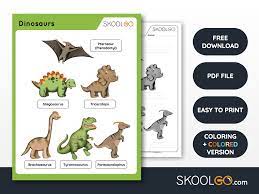 dinosaurs free worksheet skoolgo