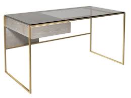 Federico Desk Clear Glass Top Brass