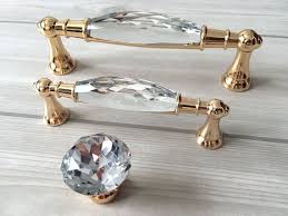 3 75 5 Gold Crystal Handle Pull Knobs