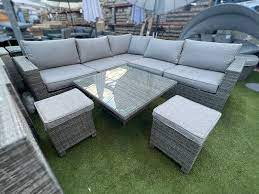 Luxury Rattan Corner Sofa Set In Grey