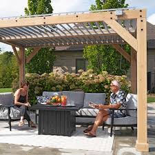 Yardistry Meridian Wood Room With Louvered Roof 10 X 12