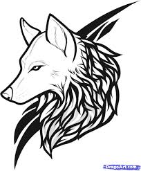 Tribal Style Cool Wolf Tattoo Design Stencil Golfian Com