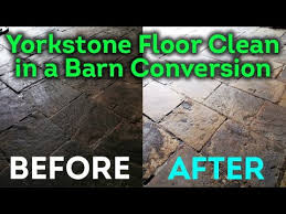 yorkstone floor cleaned in a barn