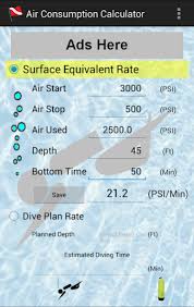 scuba diving air usage calc 1 4 free