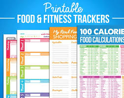 Printable Food Fitness Diary Journal Trackers Digital Pdf Etsy