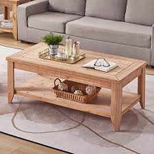 This coffee table is beautiful. Bon Augure Natural Wood Coffee Table With Storage Shelf Rustic Farmhouse Sale Coffee Tables Shop Buymorecoffee Com