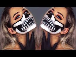 halloween half skull makeup tutorial