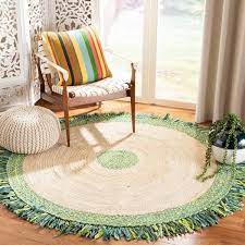 braided fringe border round area rug