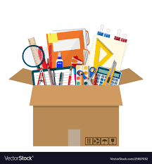 Office Accessories In Cardboard Box