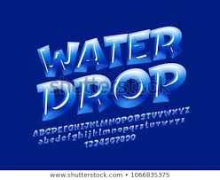 Vector Blue Sign Water Drop Candy Style Font Glossy
