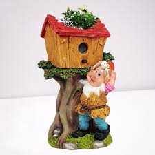 Home Garden House Gnome With Tree House