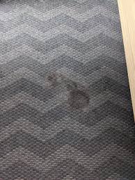 stain on the carpet right by the bed