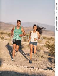 runners couple running long distance