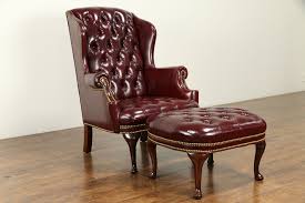tufted leather vine wing chair