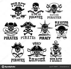 pirate or jolly roger vector icons set