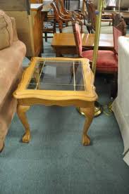Oak Glasstop Sofa Table Leaded Glass