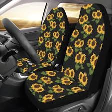 Sunflower Car Seat Covers 2 Pc Black