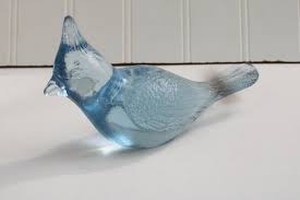 Vintage Fenton Ice Blue Glass Cardinal