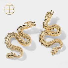 Tree of life leaf earrings; Buy Online 2020 New Luxury Brand Gold Silver Color Big Dragon Earrings For Women Female Exagegerated Party Earring Animal Earring Alitools