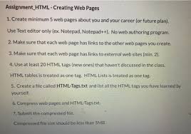 solved ignment html creating web