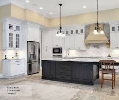 White Cabinets And A Gray Island