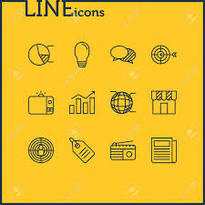 Vector Illustration Of 12 Advertising Icons Line Style Editable