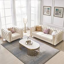 Taree 86 6 White Leath Aire Upholstered Sofa Chair 2 Piece Modern Living Room Furniture
