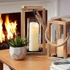 Stylewell Natural Wood Lantern Candle