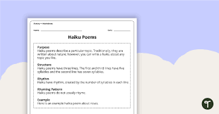 writing a haiku poem worksheet teach