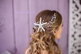 Beautiful bridal headpiece trends for 2019 and how to wear them. Beach Wedding Hair Accessories Starfish Headpiece Bridal Hair Vine