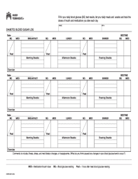 blood sugar log forms and templates