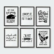 funny kitchen wall art poster black and