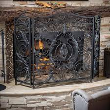 Hayward 3 Panel Iron Fireplace Screen
