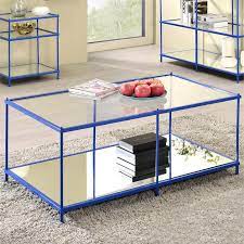 Clear Glass Top Coffee Table In Blue
