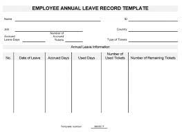 Annual and sick leave record. Ne0017 Employee Annual Leave Record Template English Namozaj