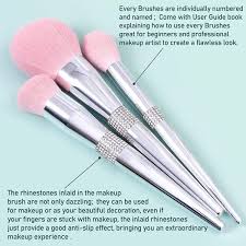 bueart design elegant pink ultra soft labeled makeup brushes sets with cute brush holder case makeup brush set with foundation powder blush
