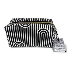 patterned cosmetic bags black