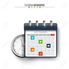 Vector Clock With Calendar For Infographic Template For Diagram