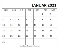 The year 2021 ends on friday, december 31st 2021. Kalender Januar 2021 Excel Kalender 2021 Mit Kalenderwochen U Calendariostampare