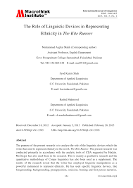 pdf the role of linguistic devices in representing ethnicity in the 