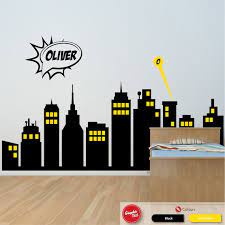Superhero City Skyline Full Wall Custom