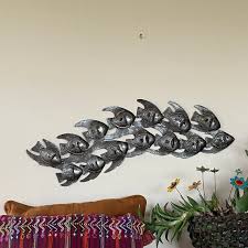 Beach Metal Wall Art School Of Fish