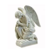 28 inch kneeling praying angel statue dusted black