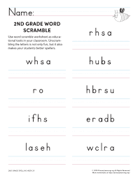 2nd grade word scramble spelling unit